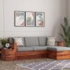 Sheesham Wood L Shape 4 Seater Sofa for Living Room | Storage