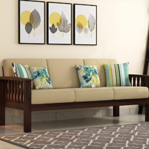 3 Seater Sofa | Cream Cushions Seat | Comfort Haven